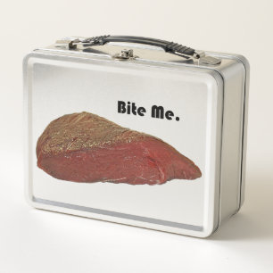 Lunch Box Bite Me Funny Steak Beef Pun Joke