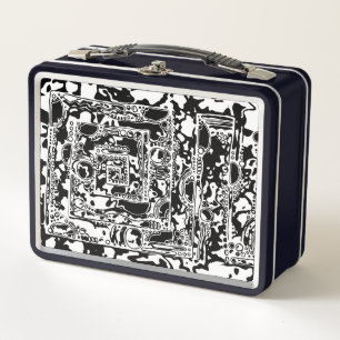 Lunch Box Black and White Geometric Art 25