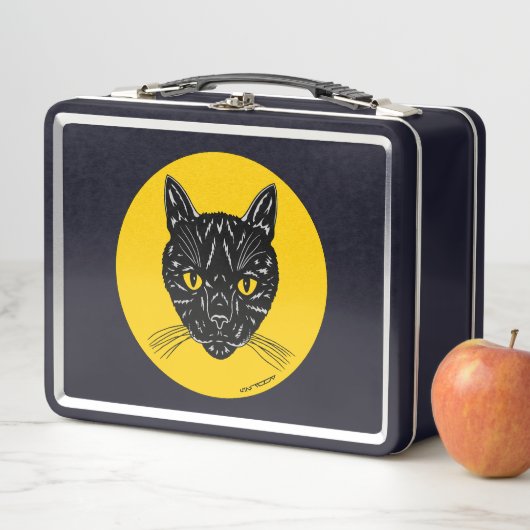 Lunch Box Black Cat Face (En situation)