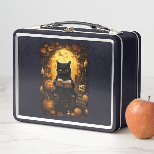 Lunch Box Black Cat Lecture Livres Citrouille Automne Enseig (En situation)