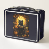 Lunch Box Black Cat Lecture Livres Citrouille Automne Enseig (Devant)