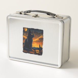 Lunch Box Black Cat Starry Nuit Van Gogh Citrouilles Bats Ha
