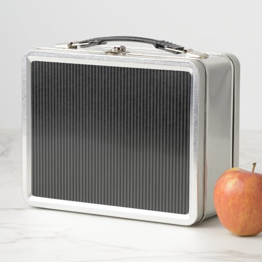 Lunch Box Black & Smoky Black Narrow Vertical Stripes (En situation)