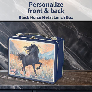 Lunch Box Black Stallion Horse Girls Vibrant Fleur sauvage a