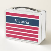 Lunch Box Blanc rouge patriotique nommé et bleu faits sur (Dos)