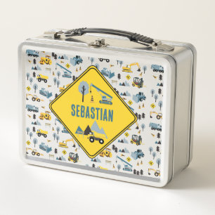 Lunch Box Bleu Camions de construction et Motif à thème du s