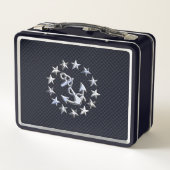 Lunch Box Bleu Carbone Nautique Jacht d'argent Imprimer (Dos)