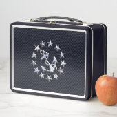 Lunch Box Bleu Carbone Nautique Jacht d'argent Imprimer (En situation)
