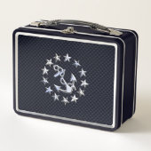 Lunch Box Bleu Carbone Nautique Jacht d'argent Imprimer (Devant)