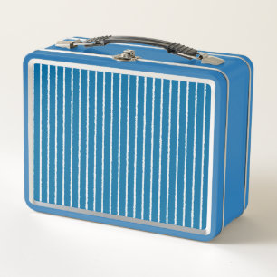 Lunch Box Bleu et blanc avec lignes inégales