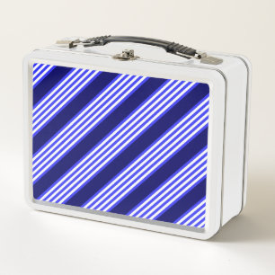 Lunch Box Bleu et blanc cinq bandes motif
