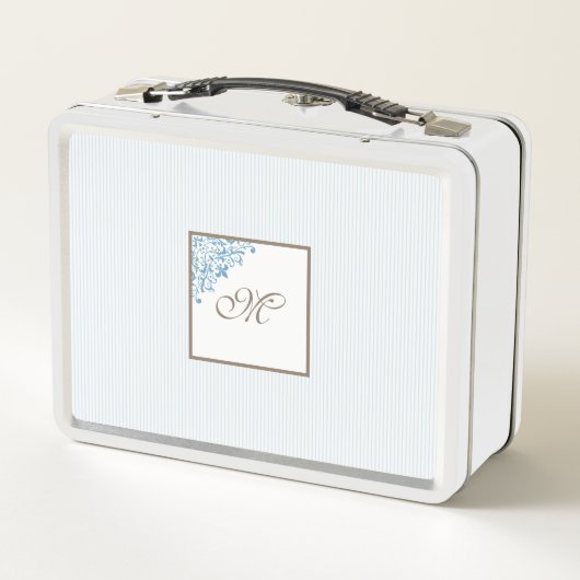 Lunch Box Bleu français Fleur de Lis Script Monogramme (Dos)
