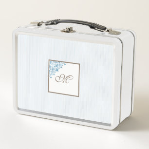 Lunch Box Bleu français Fleur de Lis Script Monogramme