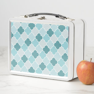 Lunch Box Bleu Marocain Trellis, Lattes, Quatrefoil