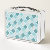 Lunch Box Bleu Marocain Trellis, Lattes, Quatrefoil (Devant)