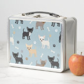 Lunch Box Bleu mignon de motif de chiwawa (En situation)