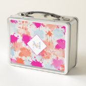 Lunch Box Bleu rose orange Abstrait Peinture (Dos)