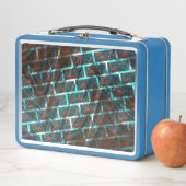 Lunch Box Bleu rouge taché, rayures, grille ou effet brique? (En situation)