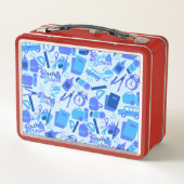 Lunch Box Bleu tendance Retour au Motif scolaire (Dos)