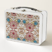 Lunch Box bleu turquoise or bordeaux rose bohème (Devant)