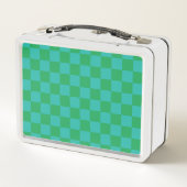 Lunch Box Bleu vert À damiers En vichy Motif (Dos)