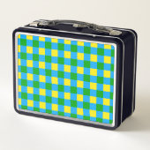 Lunch Box Bleu Vert Jaune Chèque Plaid Design Motif (Dos)