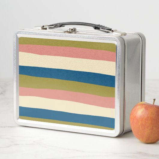 Lunch Box Bleu, vert olive, rose et crème (En situation)