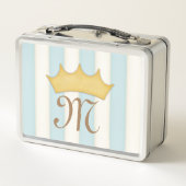 Lunch Box Bleu Victorien Stripes Crowé Monogramme Princesse (Dos)