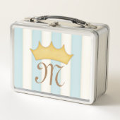Lunch Box Bleu Victorien Stripes Crowé Monogramme Princesse (Devant)