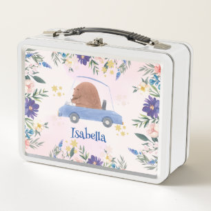 Lunch Box Blue Bear Race car Fleur tropicale Fête d'annivers