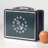 Lunch Box Blue Chrome Comme Yacht Drapeau Automotive Grille (En situation)