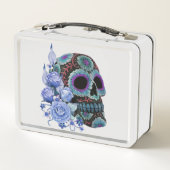Lunch Box Blue Floral Black Sugar Skull Jour des morts (Dos)