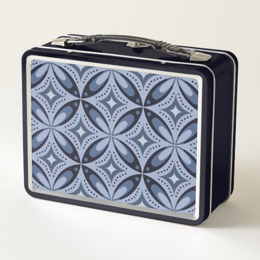 Lunch Box Blue Geometric Pattern Retro Style (Dos)