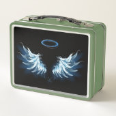 Lunch Box Blue Glowing Angel Wings on black background (Dos)
