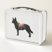 Lunch Box Blue Heeler Chien race Boho Floral Silhouette (Dos)