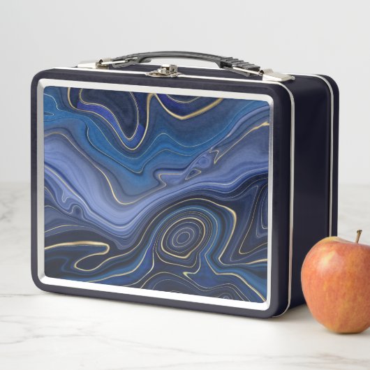 Lunch Box Blue Malachite Golden Accents Luxury Chic Gemstone (En situation)