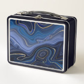 Lunch Box Blue Malachite Golden Accents Luxury Chic Gemstone (Devant)