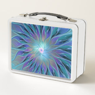 Lunch Box Blue Purple Flower Dream Abstrait Fractal Art
