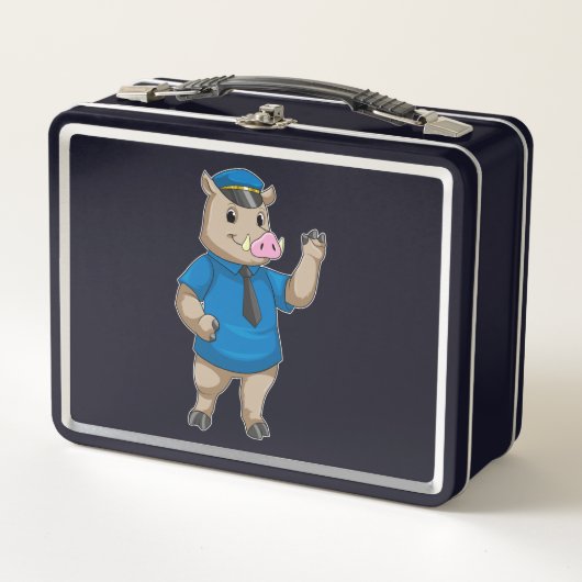 Lunch Box Boar en tant qu'officier de police avec casquette  (Devant)