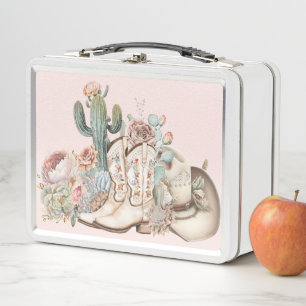 Lunch Box Boho désert cowgirl cowboy bottes de cowboy casque