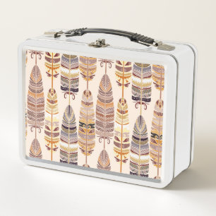 Lunch Box Boho Feathes : Motif Tribal sans Seamless
