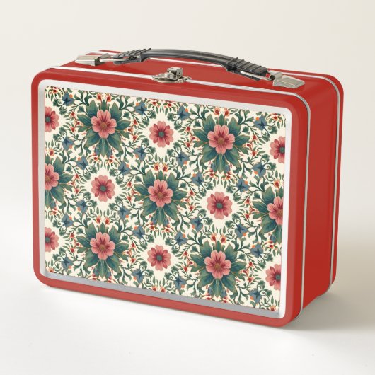 Lunch Box Boho Flower Magic - dans les tons vert et rose (Devant)