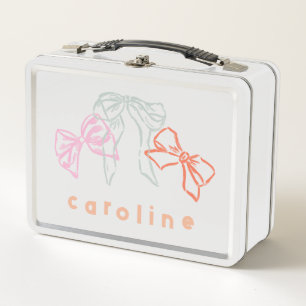 Lunch Box Bois en ruban rose et bleu