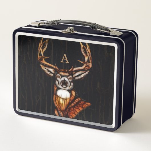 Lunch Box Bois noir Cerf Rustique Pays Personnalisé (Devant)