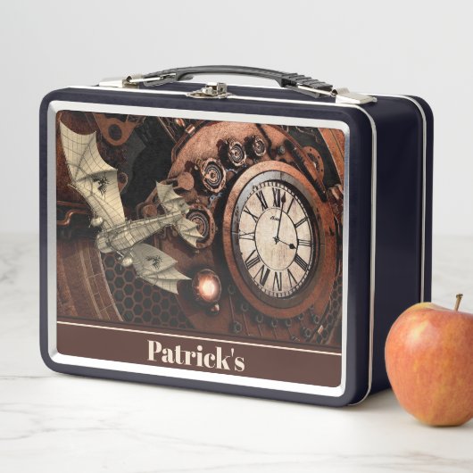 Lunch Box Boîte à déjeuner en métal monogramme industriel vi (En situation)