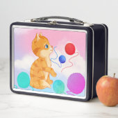 Lunch Box Boîte à lunch avec nuages blancs rose, bleu, (En situation)