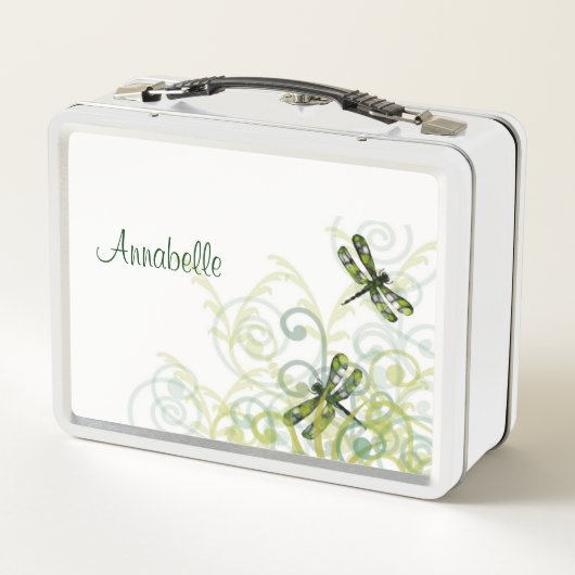 Lunch Box Boite à lunch de libellules d'aquarelle verte (Dos)
