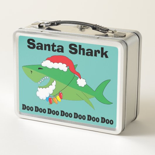Lunch Box Boîte à lunch en métal de Noël Père Noël Shark (Dos)
