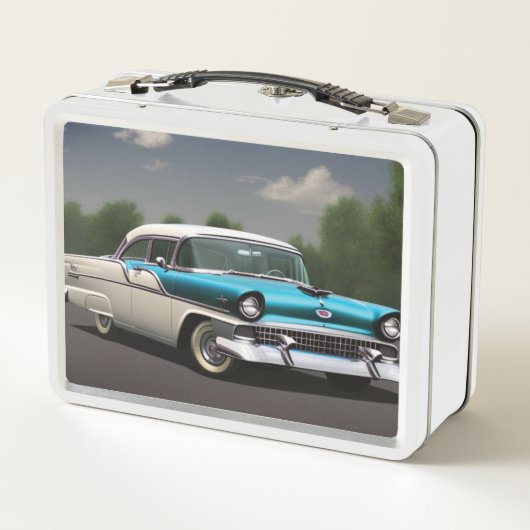 Lunch Box Boîte à lunch en métal de voiture classique 1955 (Dos)