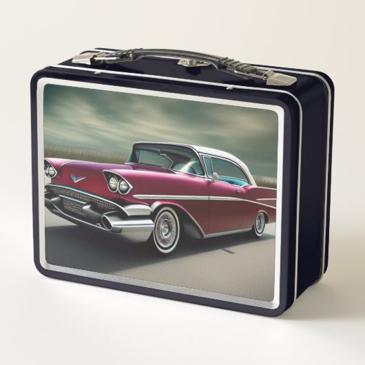 Lunch Box Boîte à lunch en métal de voiture classique 1957 (Dos)